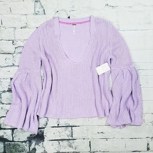 💕SALE: Free People Lilac Bell Sleeve Sweater NWOT